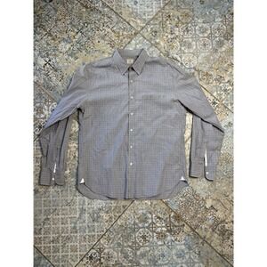 J Crew Shirt Mens Large Gray Windowpane Button Down Long Sleeve Pocket